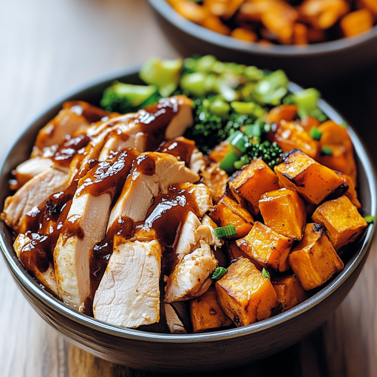 BBQ Chicken and Roasted Sweet Potato Bowls are a treat!