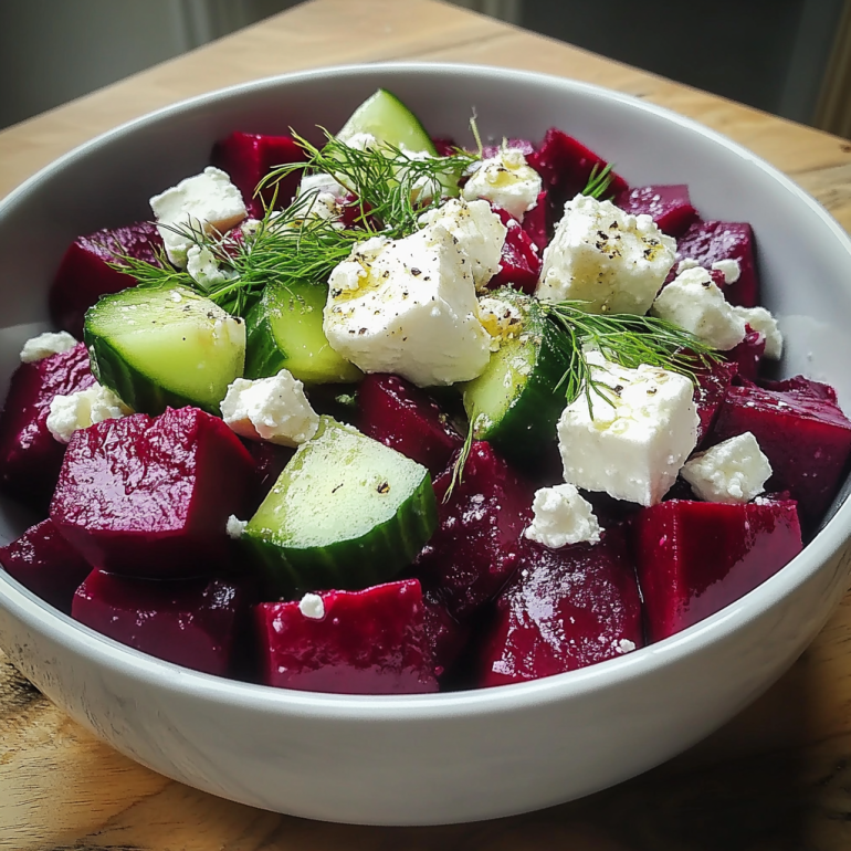 Beet and Feta Salad with Cucumbers and Dill is Delicious!