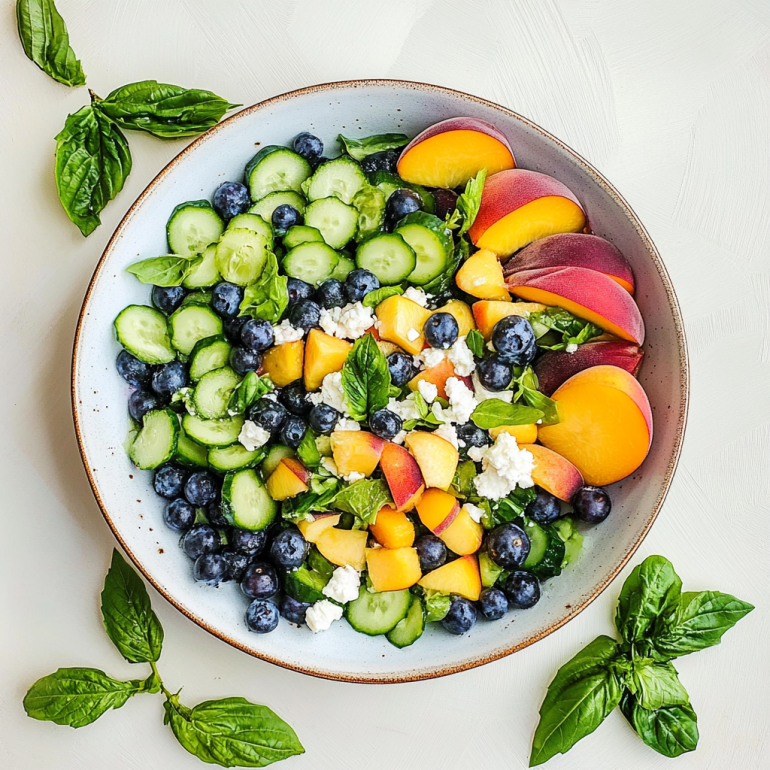 Blueberry Cucumber Salad with Peaches and Goat Cheese: A Refreshing Delight!