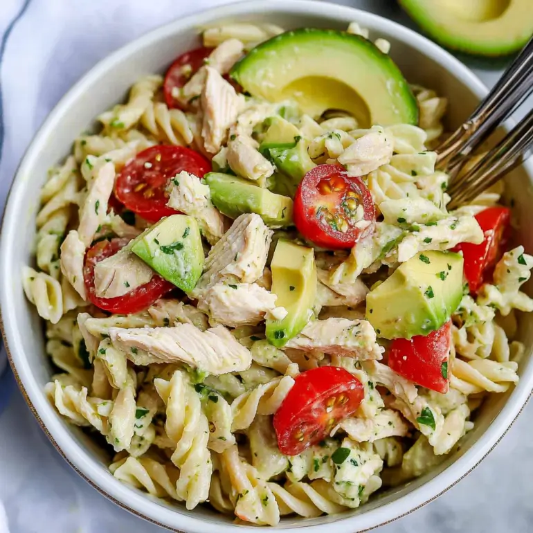 Creamy Chicken Avocado Pasta Salad You’ll Love!