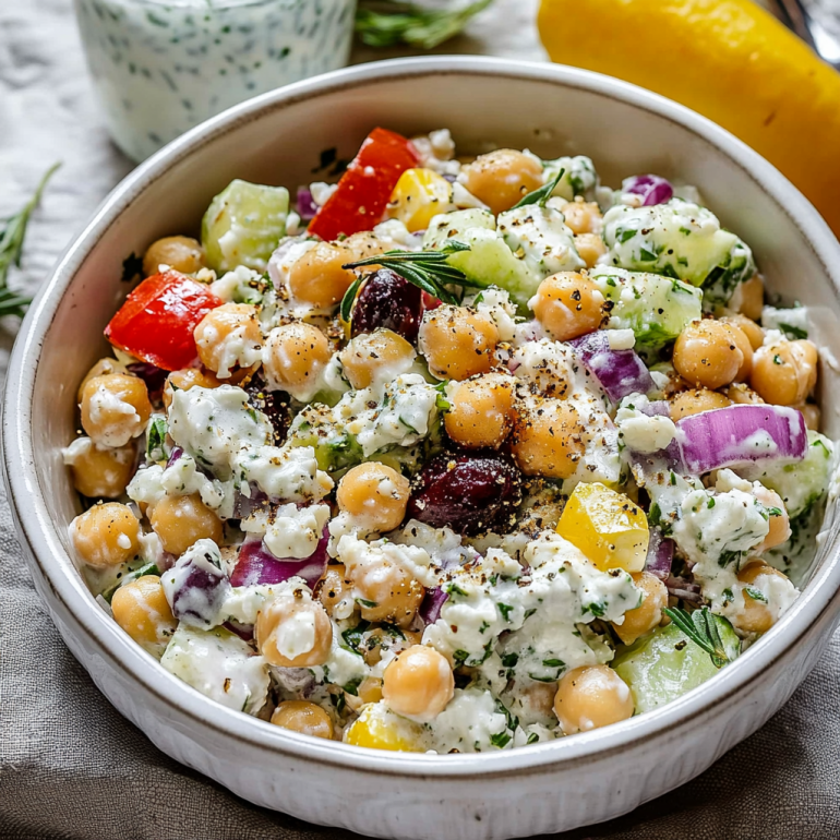 Mediterranean Chickpea Salad with Tzatziki Dressing: A Refreshing Delight!