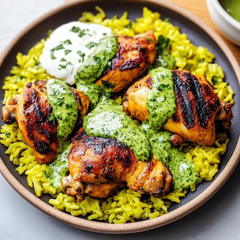 Peruvian Chicken and Rice with Green Sauce delights every bite!