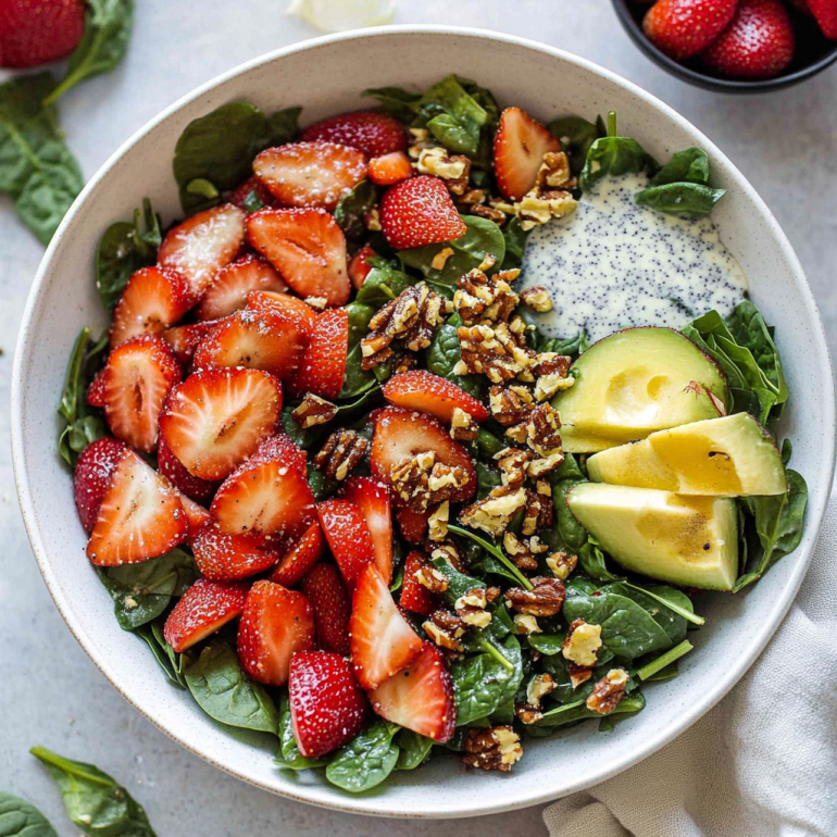 Strawberry Spinach Salad with Poppy Seed Dressing delights!