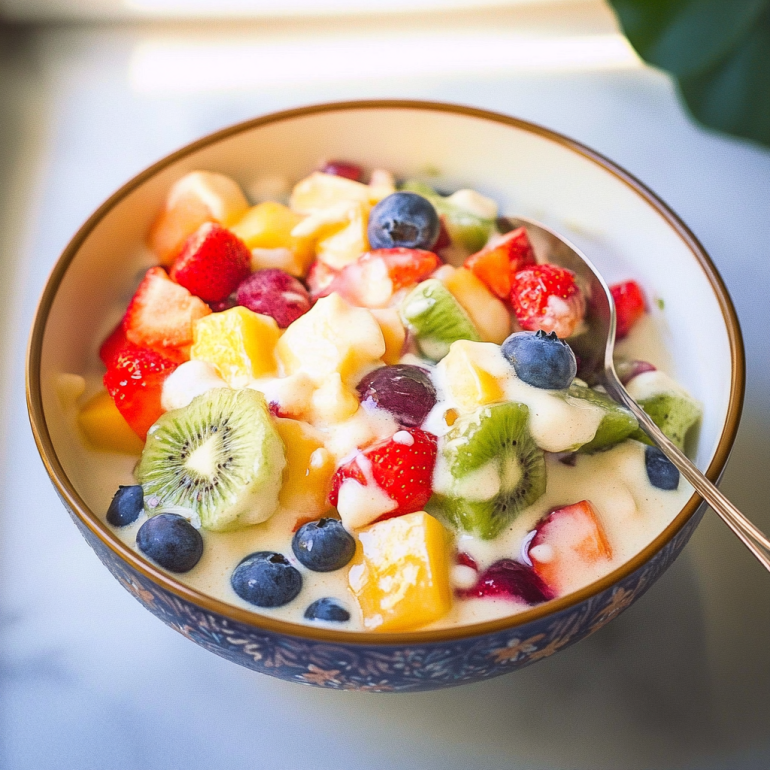 Tropical Fruit Salad with Sweetened Condensed Milk is Bliss
