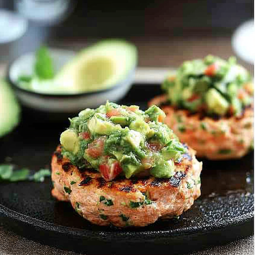 Grilled Salmon Burgers with Avocado Salsa are Delightful!