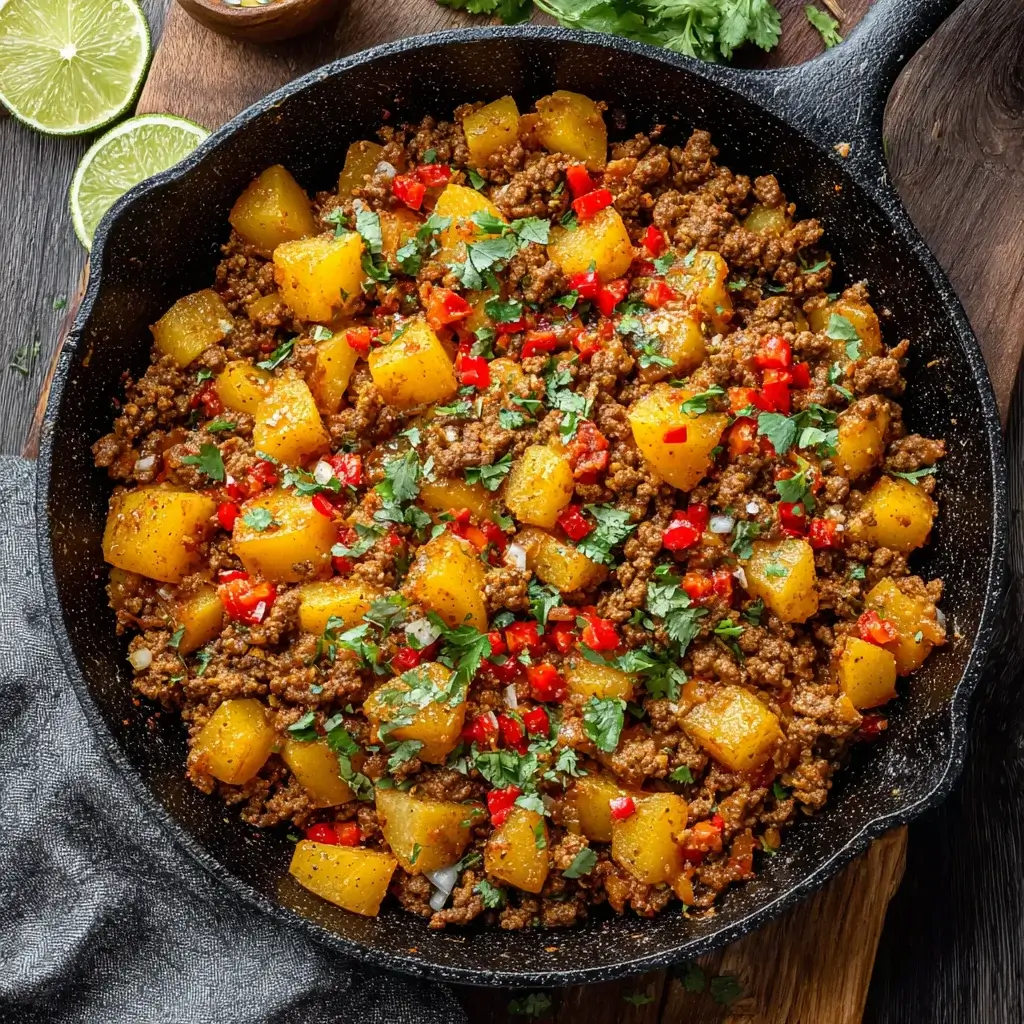Mexican Ground Beef and Potato Skillet for Easy Dinner!