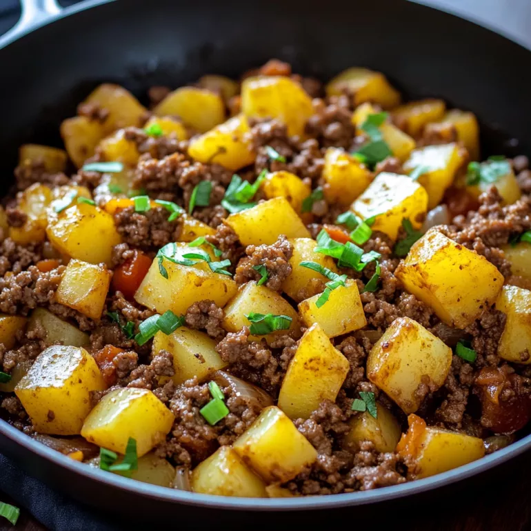 Savory Ground Beef and Potato Skillet: A Quick Delight!