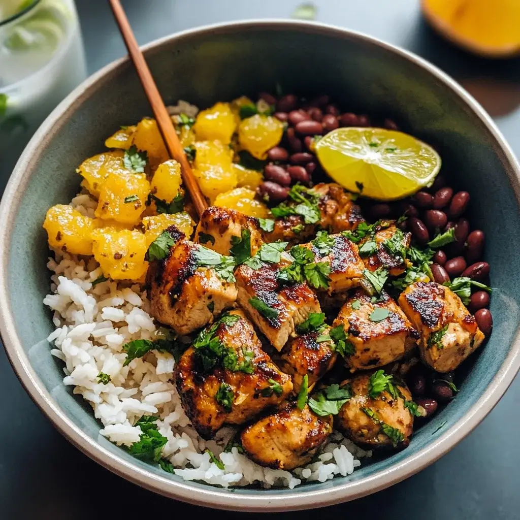 Cilantro Orange Chicken with Rice and Beans delights your tastebuds!