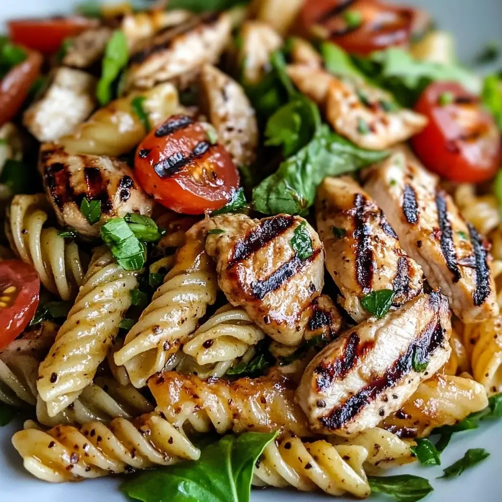 Grilled Chicken Pasta Salad with Balsamic Vinaigrette delights in every bite!