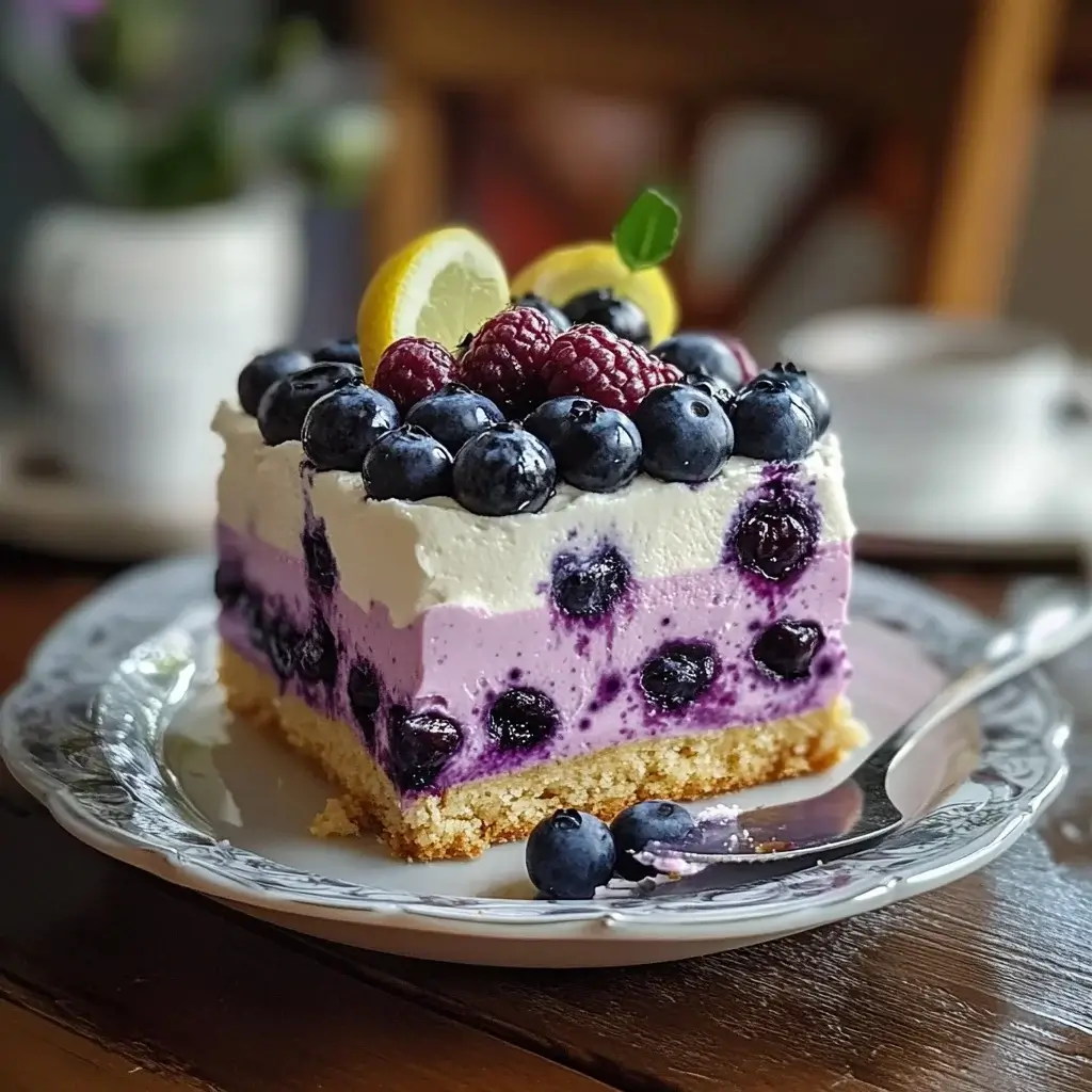 Lemon Blueberry Shortbread Mousse Cake: Delightful Treat!
