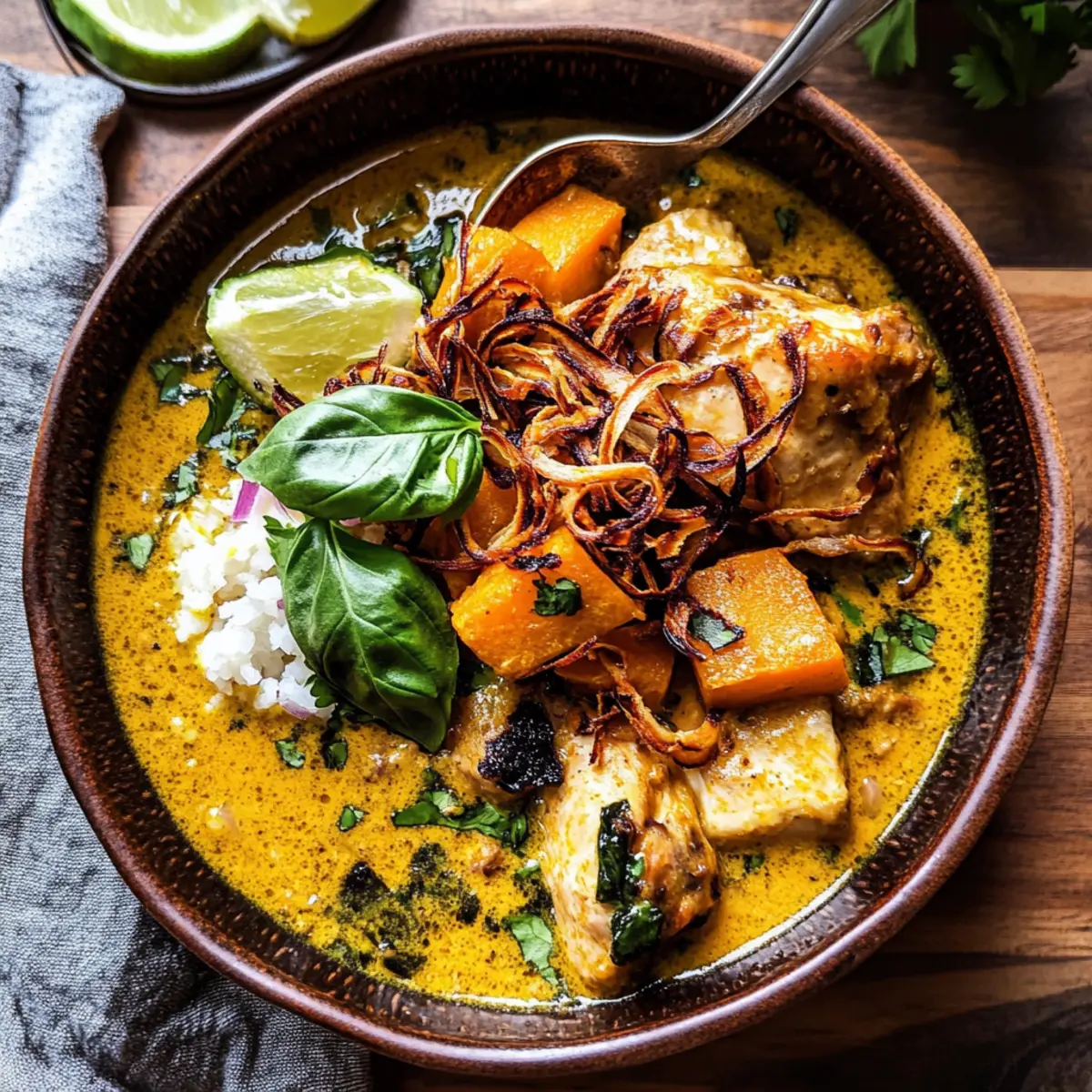 Crockpot Coconut Chicken Curry with Crispy Shallot Bliss
