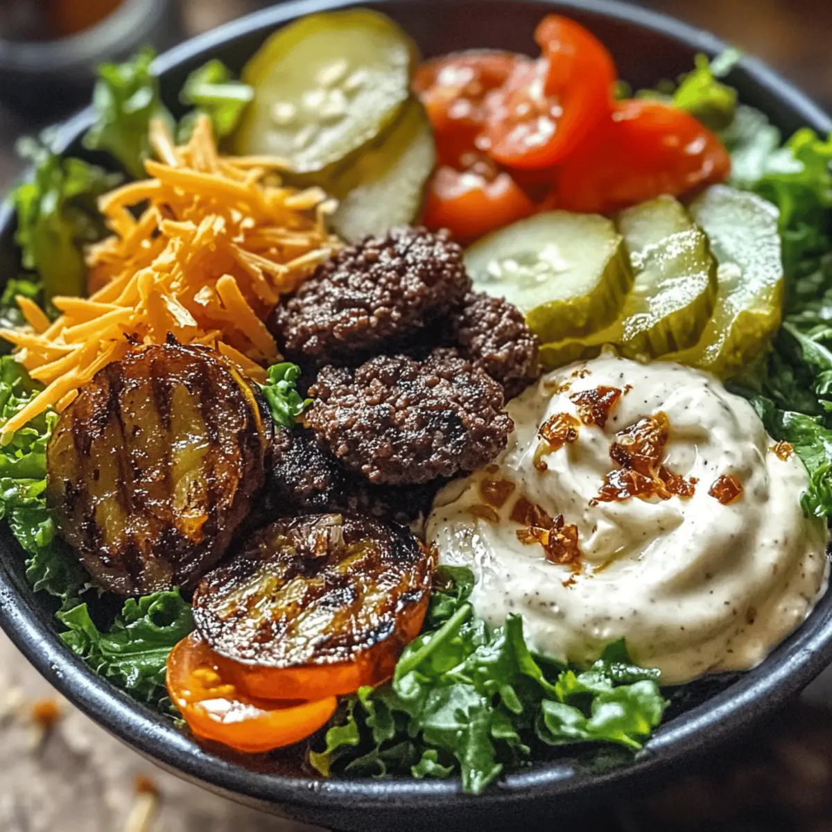 Burger Bowls with Caramelized Onion Aioli