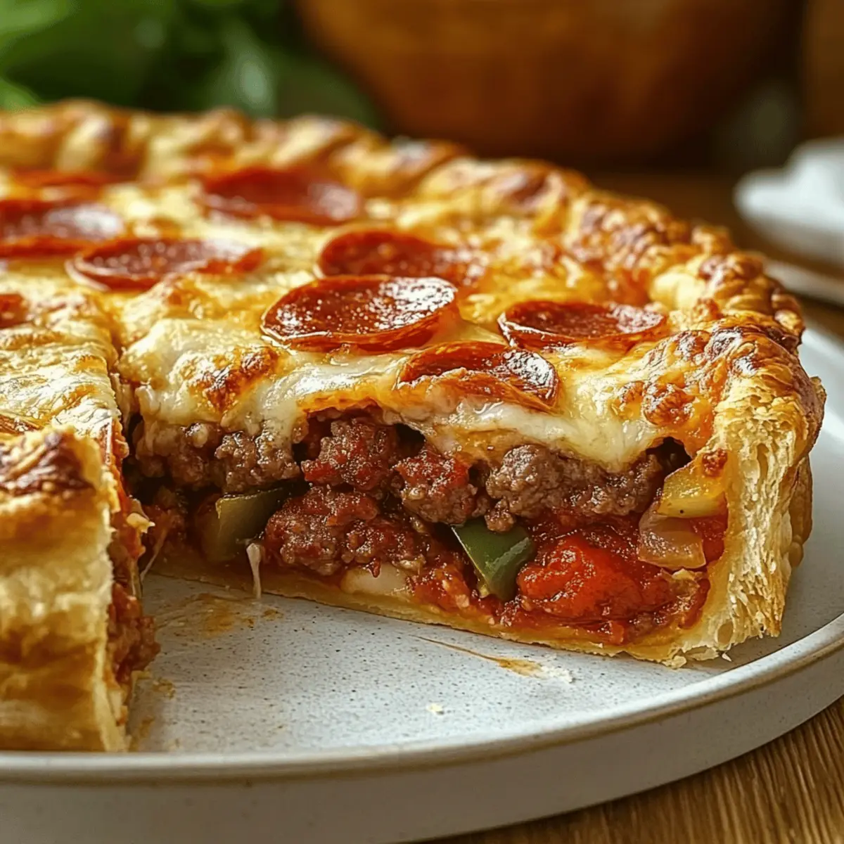 Deep Hamburger Sausage & Pepperoni Pie