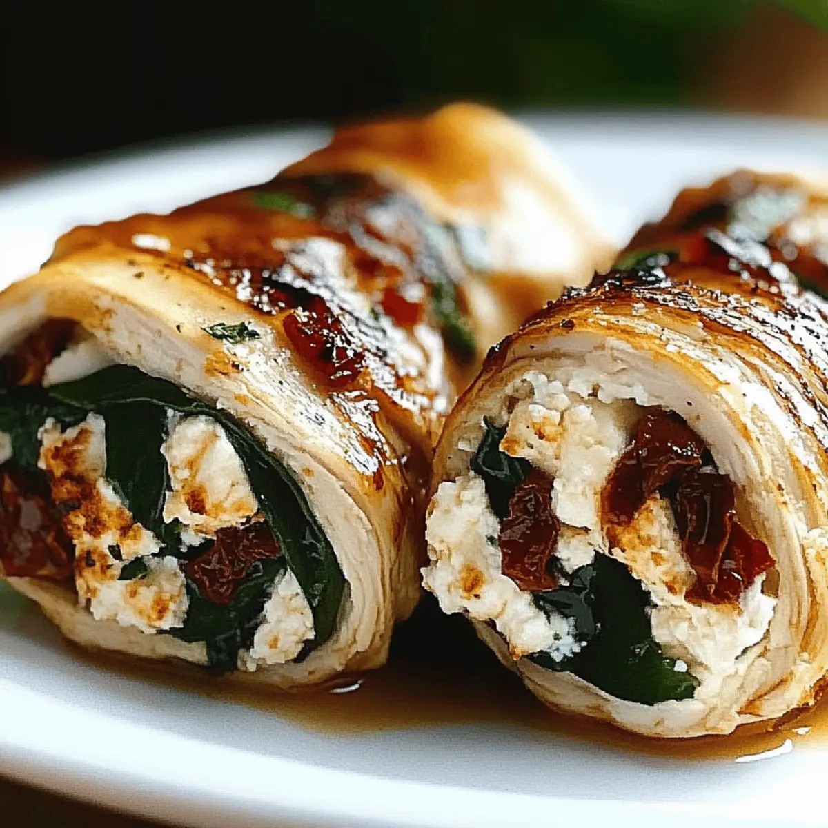 Savory Rolled Up Chicken with Feta, Spinach, and Sun-Dried Tomatoes