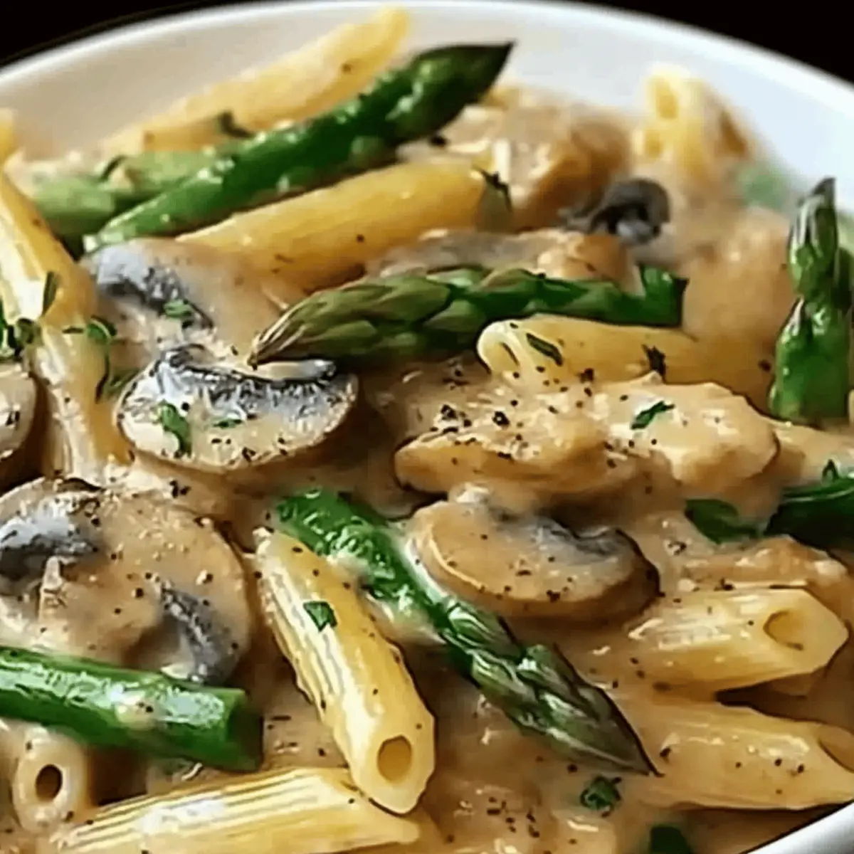 Creamy Mushroom & Asparagus Chicken Penne You'll Love Fast