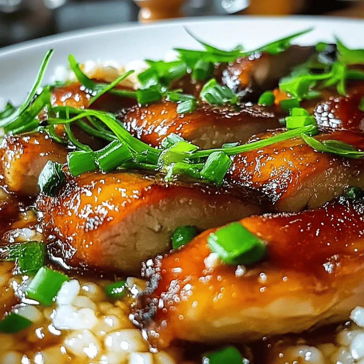 Caramelised Soy Chicken in Garlic Ginger Broth with Rice