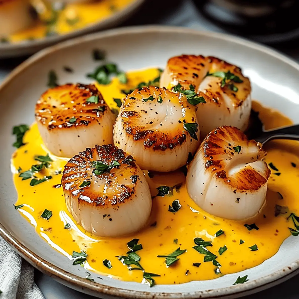 Scallops Luxe in Saffron Cream Sauce
