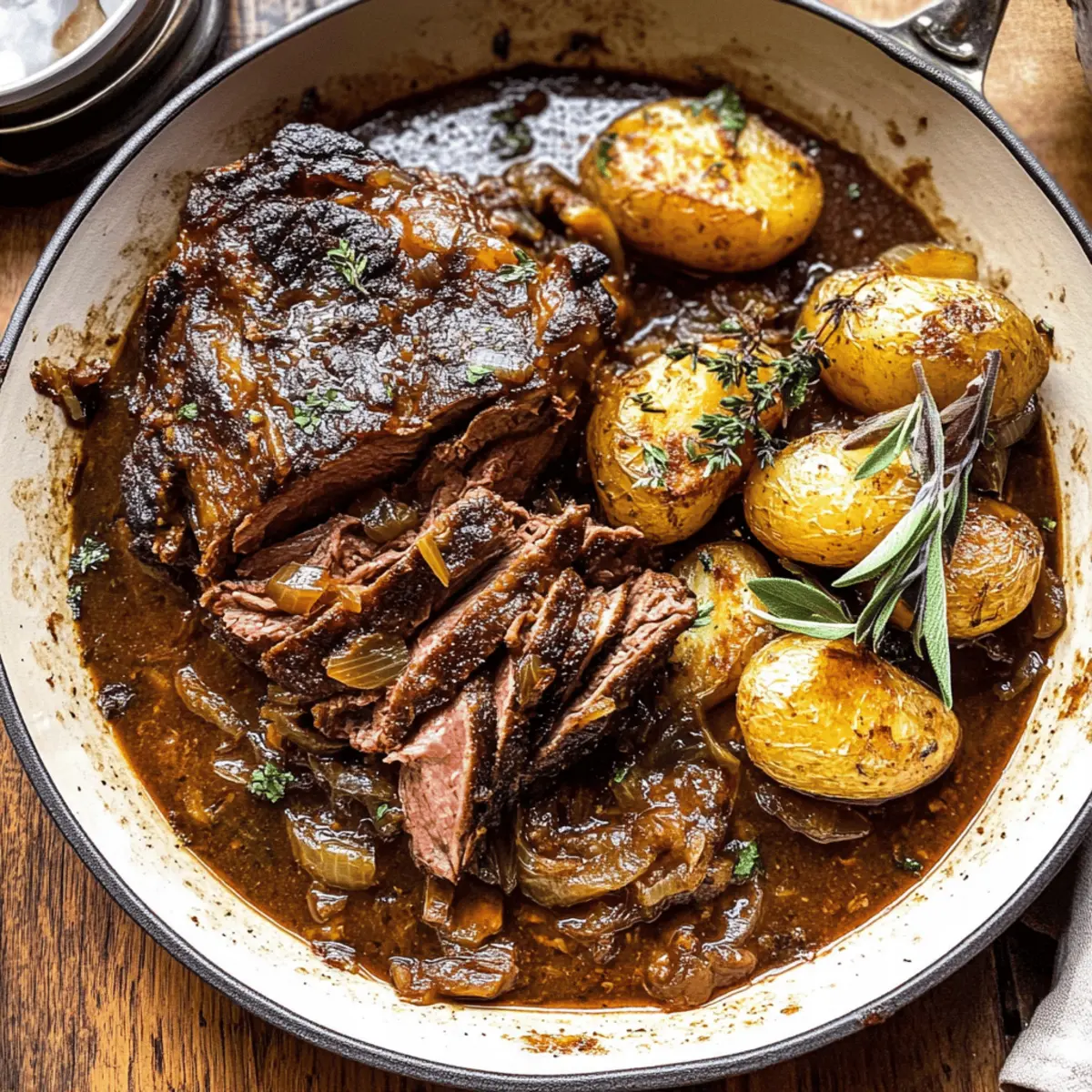 Cider Braised Pot Roast with Crispy Sage Butter Potatoes Delight