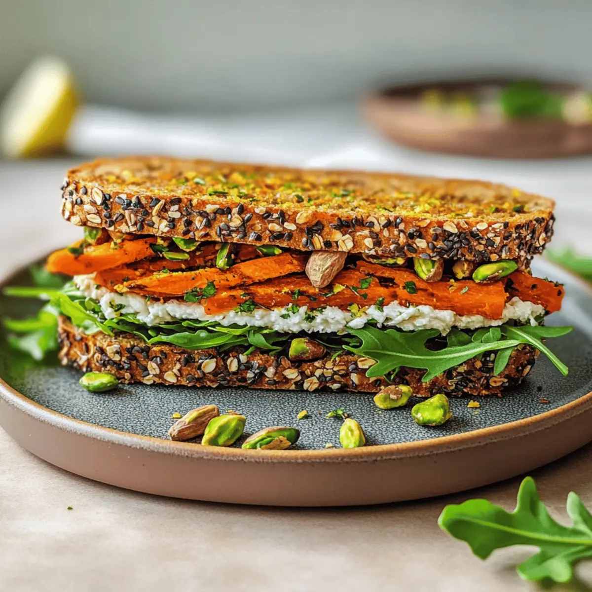 Spicy Harissa Carrot & Pistachio Sandwich: Bold & Flavorful Bite