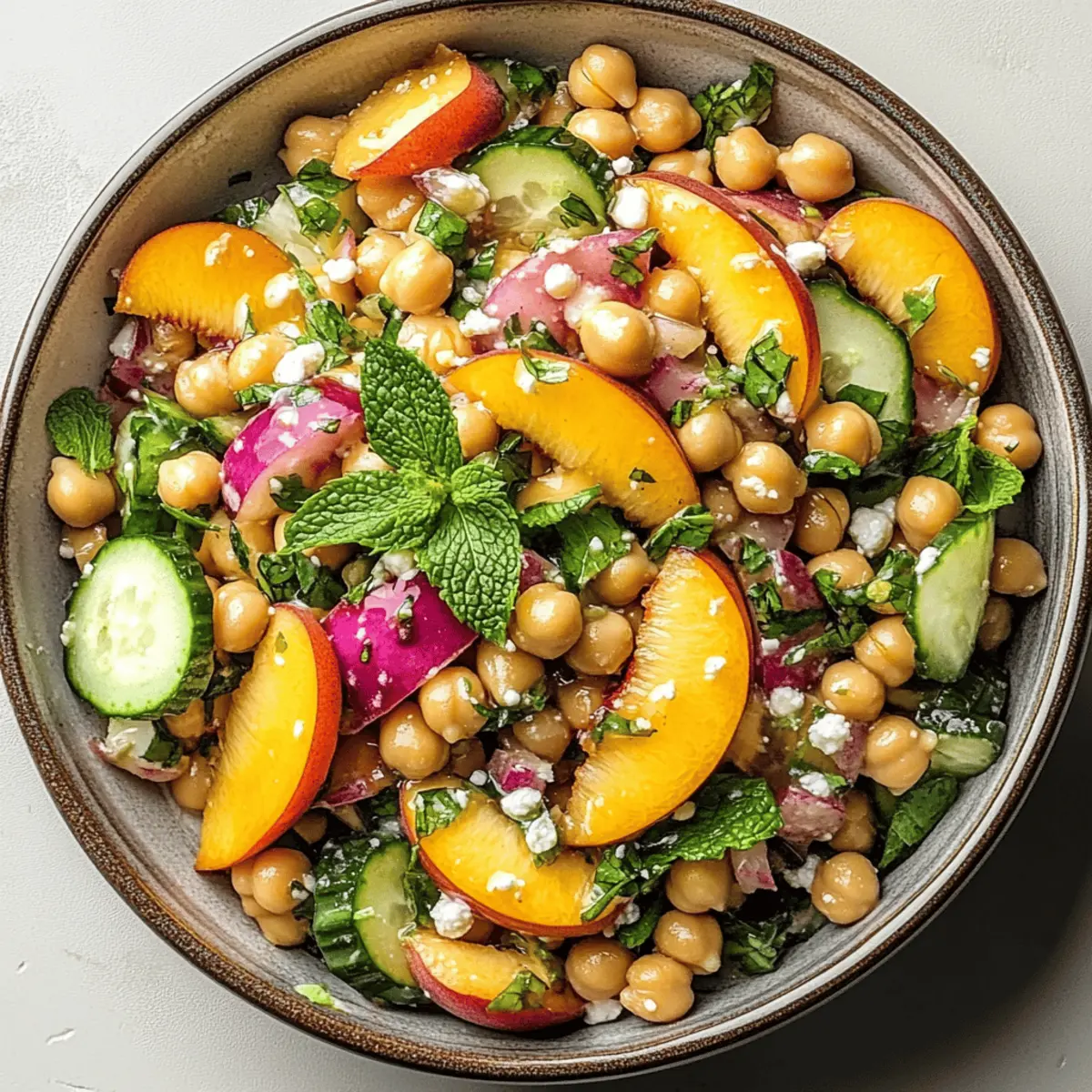Chickpea Peach Salad with Honey Lime Dressing for Summer Bliss
