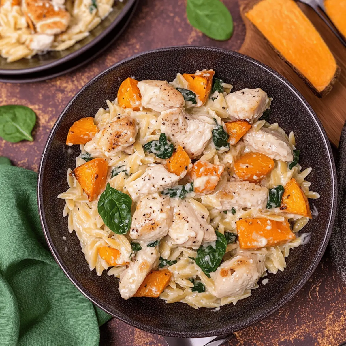 Creamy Boursin Orzo Bake with Chicken and Veggies Delight