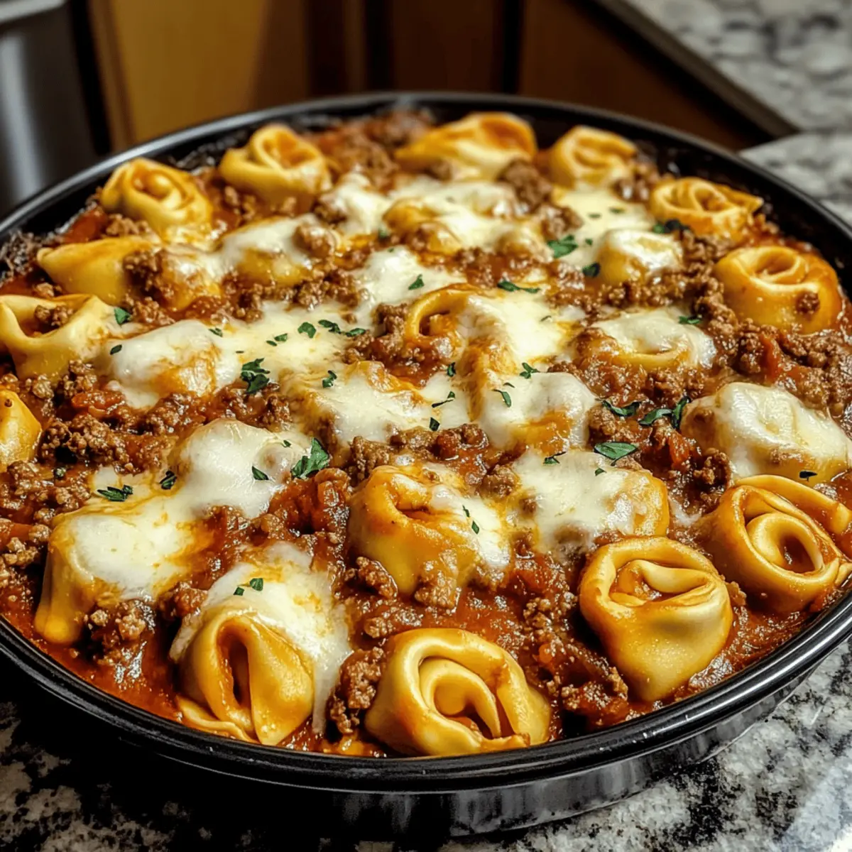 Cheesy Beef Tortellini Bake