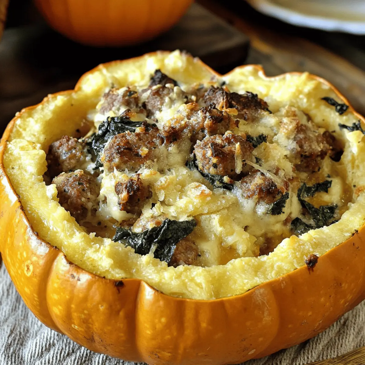 Savory Stuffed Pumpkin with Sausage and Gruyère: A Festive Delight
