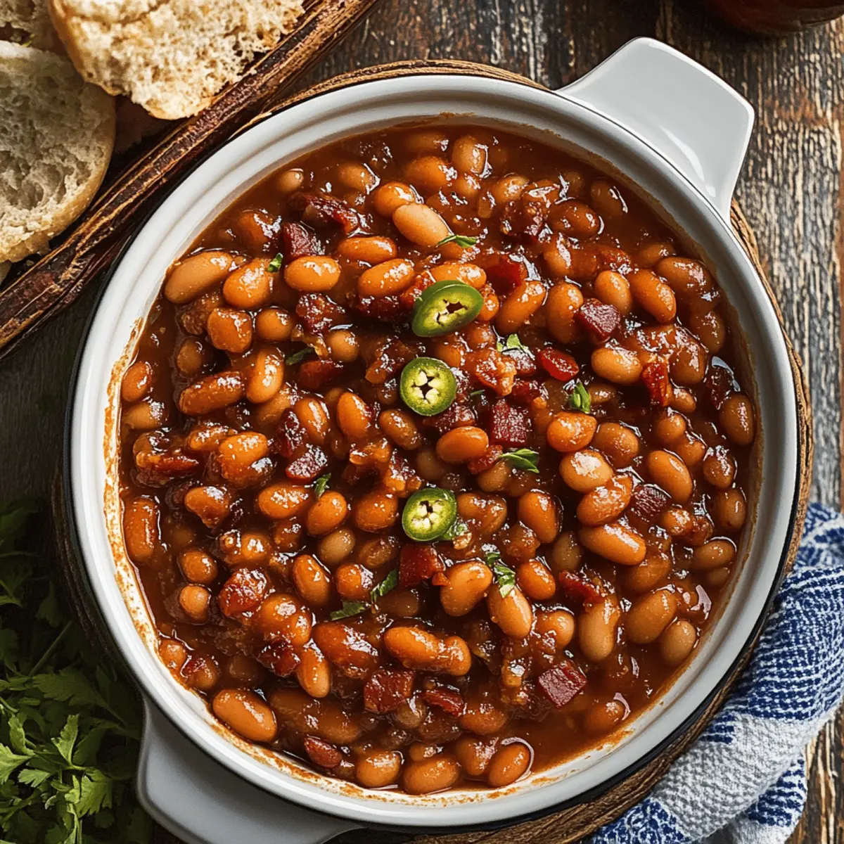 Sweet and Smoky Apple Butter Bourbon Baked Beans Treat