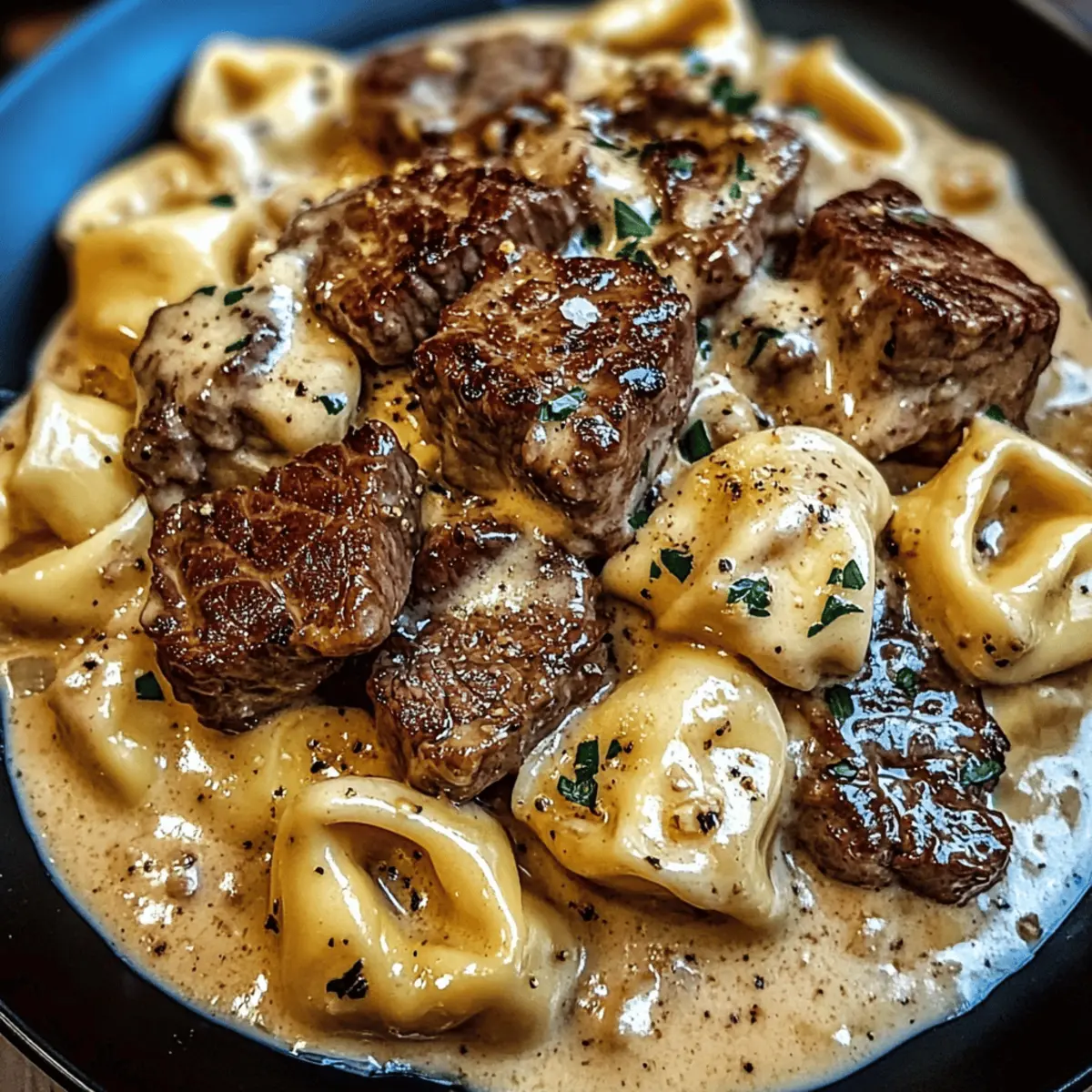 Indulge in Cracked Garlic Steak Tortellini in Creamhouse Sauce