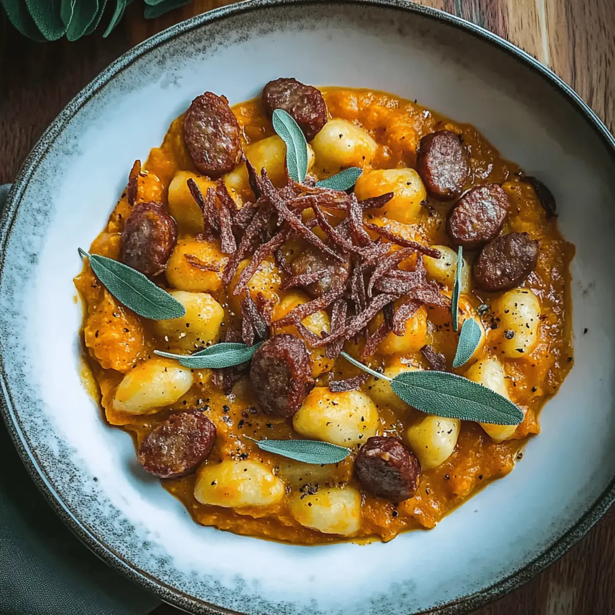 Crispy Gnocchi and Sausage in Creamy Pumpkin Goodness