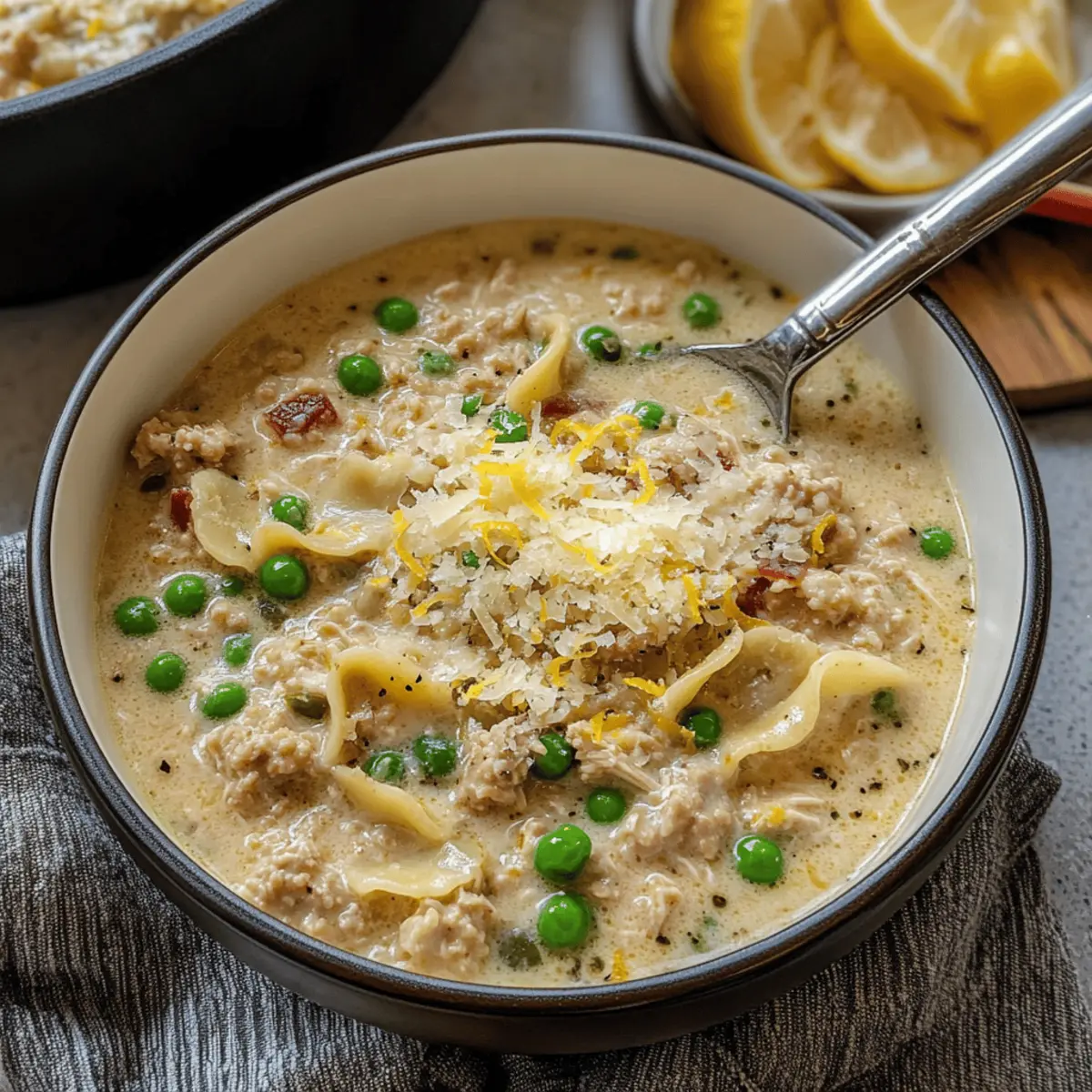 One Pot Creamy Italian Ground Chicken Soup for Cozy Nights