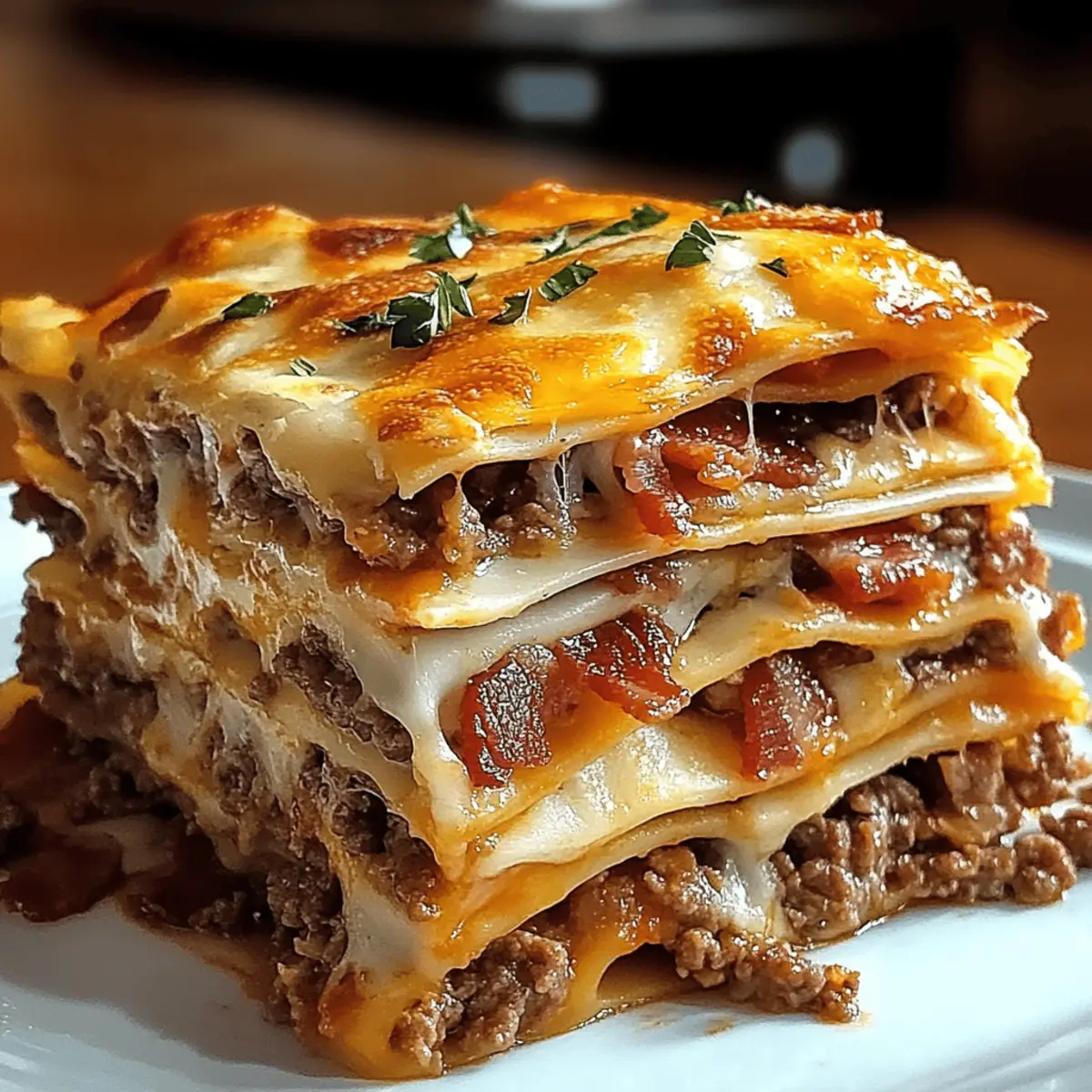 Parmesan Garlic Bacon Cheeseburger Lasagna You Can’t Resist