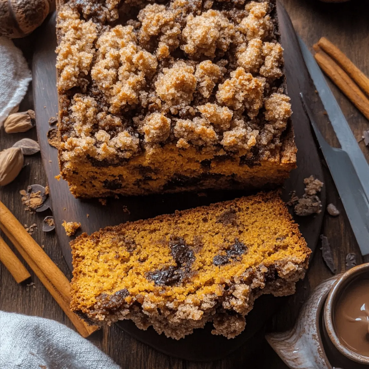 Moist Pumpkin Chocolate Chip Streusel Bread for Cozy Fall Days