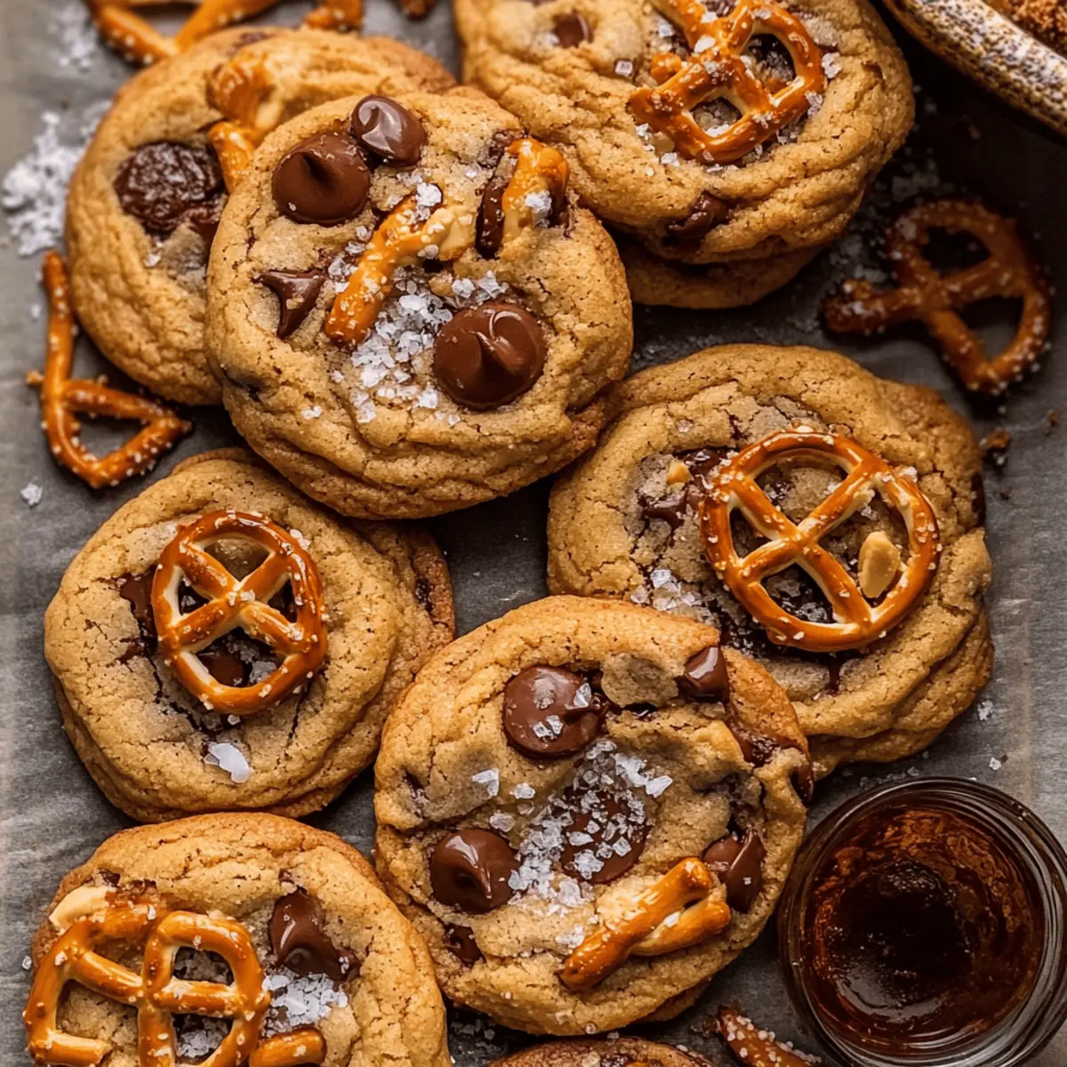 Salted Pretzel Peanut Butter Bourbon Chocolate Chip Cookies Delight